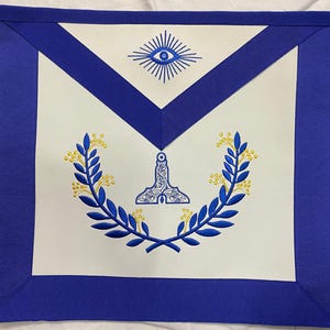 Masonic Blue Lodge Apron Senior Warden Regalia w/ Pocket high quality machine embroidery