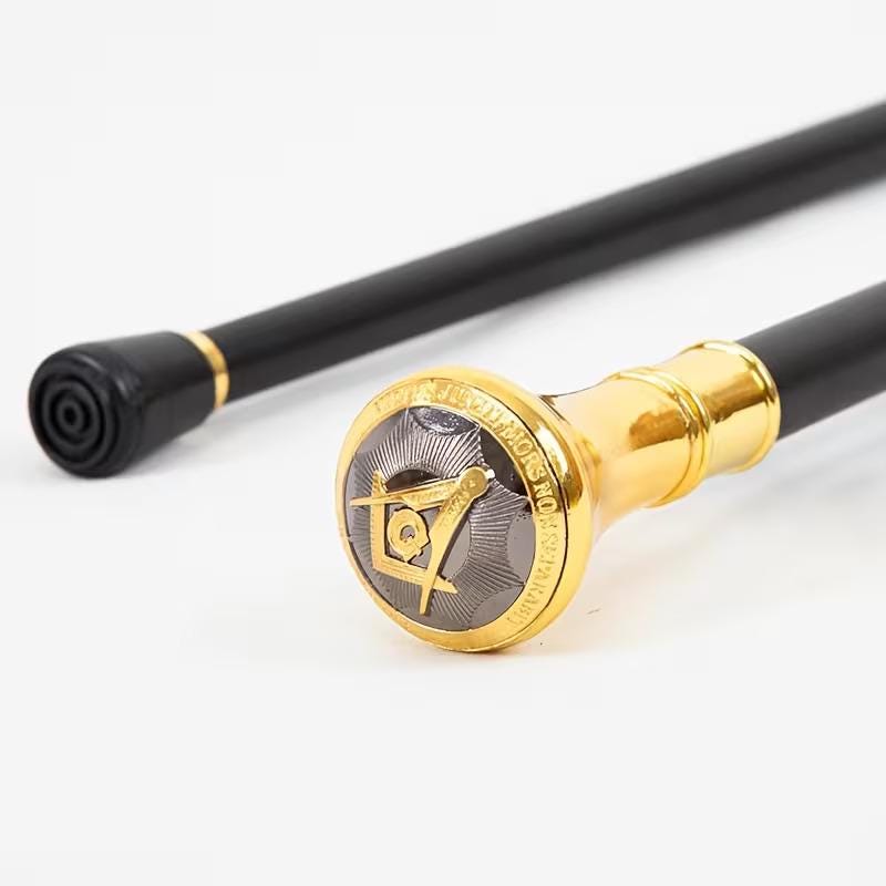 Freemason Walking Cane – Black Gentleman’s Cane With Gold Masonic ...