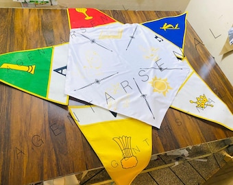 Juego de estandartes bordados de 5 triángulos de la Orden de la Estrella de Oriente (OES) / Banderas de logia personalizadas / Insignias masónicas de la OES / Estandarte para ceremonias de la Estrella de Oriente