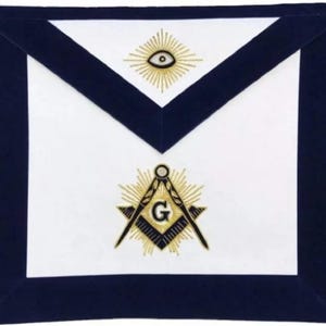 Masonic Master Mason Hand Embroidered Apron with Square Compass with G Navy