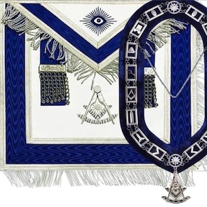 Masonic Past Master Apron with Blue Chain Collar