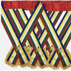 Masonic Order of Eastern Star OES Sash Five Color With Soft Gold Fringe Side OES sash set of 5 masonic regalia five color sash