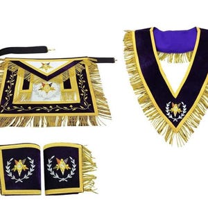 Masonic Regalia Grand Patron officer Apron Collar Cuffs One set Hand Embroidered