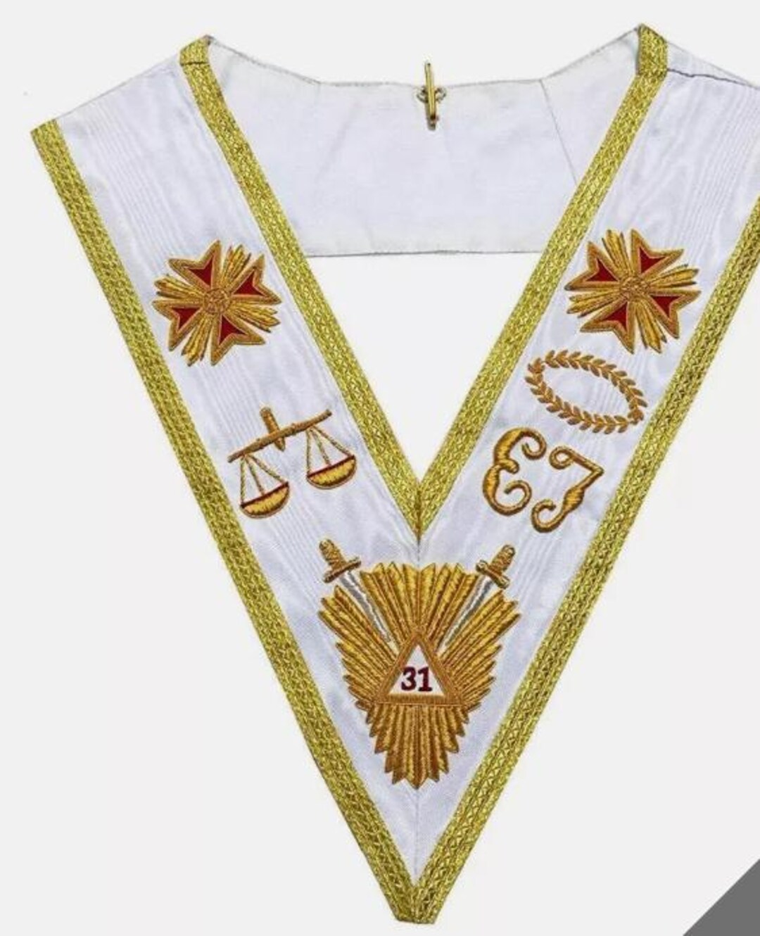 31st Degree Scottish Rite Collar – White Moire | Masonic Scottish Rite ...