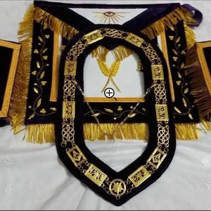 MASONIC Hand Embroidery Grand Secretary Apron Cuffs With Collar