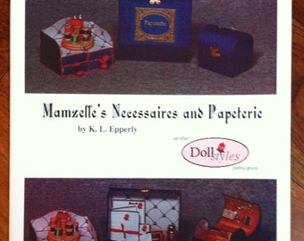 Mamzelle's Necessaires and Papeterie - book on making doll accessories, miniature toiletries, patterns, instructions, 20 pages