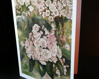 Mountain Laurel Greeting Card. print from original watercolor, 5 by 7, blank inside