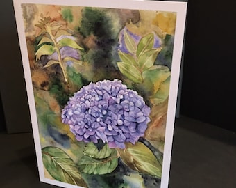 Hydrangea greeting card , watercolor print