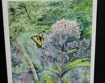 Joe Pye Weed with Tiger Swallowtail Greeting Card 5 by 7 inches with white envelope