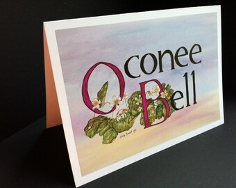 Oconee Bell logo Greeting Card, 5 by 7 print from original watercolor, inside blank