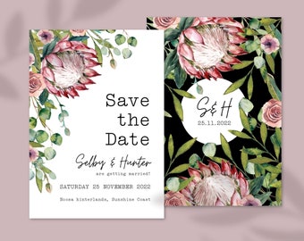 Protea Save the Date Einladung: Hochzeitseinladung im Grünen (PDF)