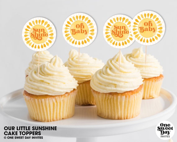 Sunshine Baby Shower Cupcake Toppers Printable Cupcake - Etsy