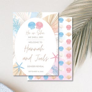 ¿Él o ella? Invitación para revelar el género de su bebé / Revelación de bebé estilo bohemio costero.