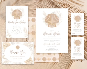 Boho Beach Baby Shower Invitation: Gender Neutral Shell Invite