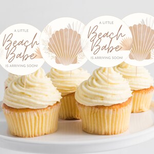 Boho Baby Shower Cupcake Toppers: Beach Theme (Printable PDF)