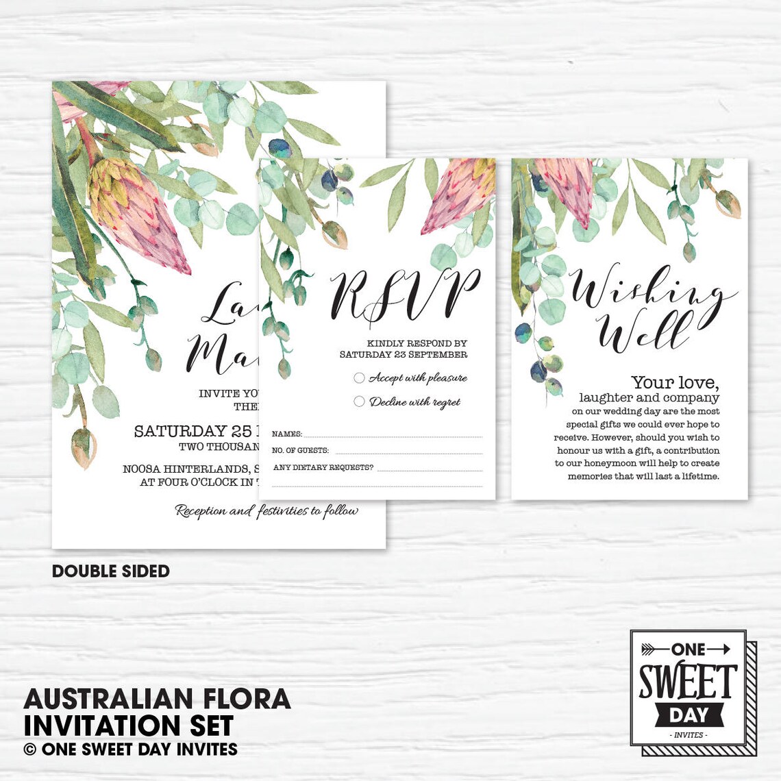 Wedding Invitation Printable Australian Native Flowers Etsy