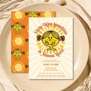 Sunshine Baby Shower Invitation, Little Miss Sunshine Baby Shower invite, Girl Baby Shower Invitation,  Rainbow Baby Shower Invite