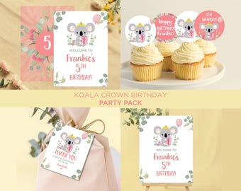 Girl Koala Birthday Australian Party Bundle