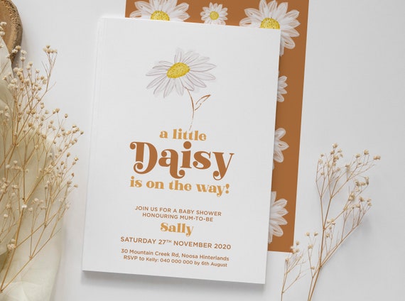 Daisy Baby Shower Invitations Boho Baby Shower Invitation Retro