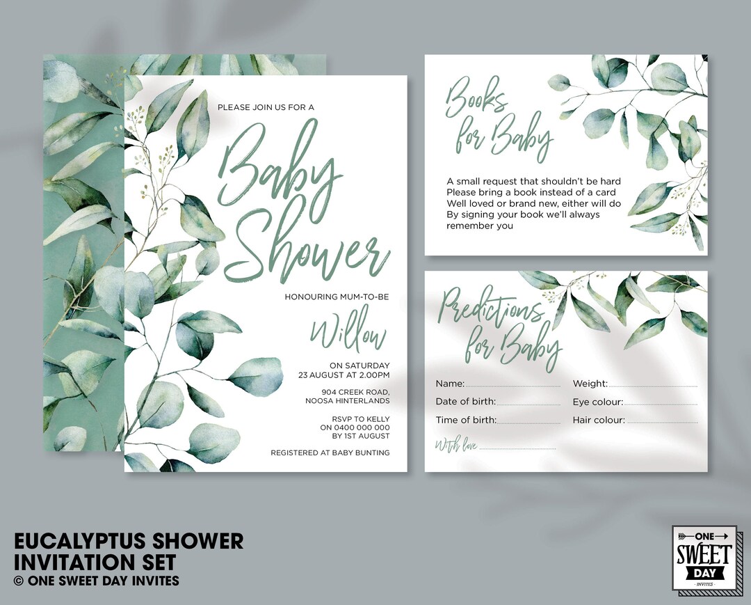 Greenery Baby Shower Invitation, Botanical Baby Shower Invite, Nature