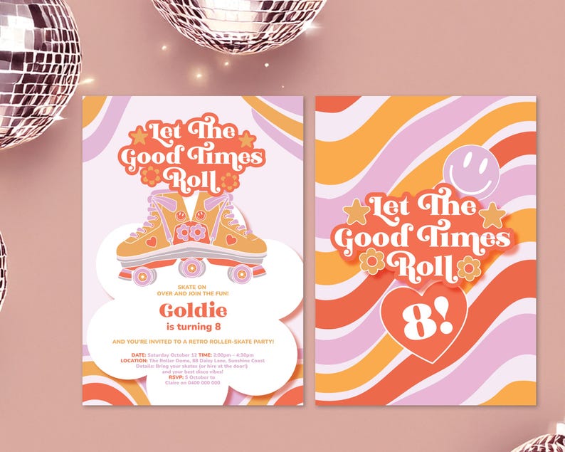Retro Roller Skate Birthday Invitation: Let the Good Times Roll ...