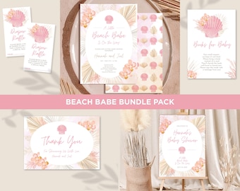 Boho Beach Baby Shower Invitation Bundle: Editable Corjl Template
