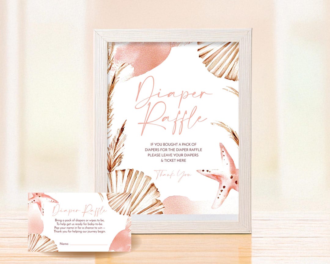 Seaside Raffle Boho Beach Baby Shower Diaper Raffle Sign & Tickets (printable Set) - Etsy