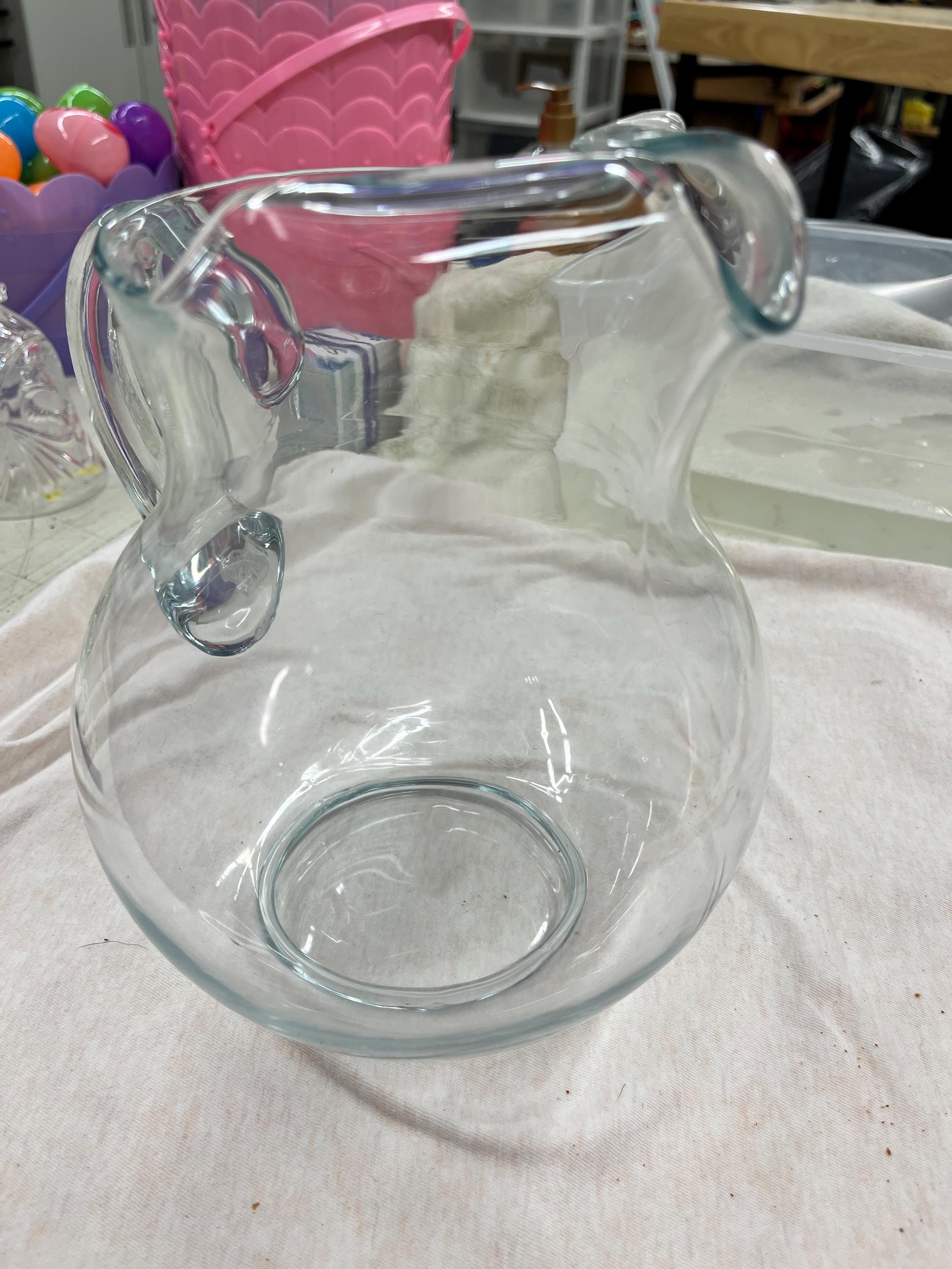 Vintage Blue Glass Water Pitcher - Etsy