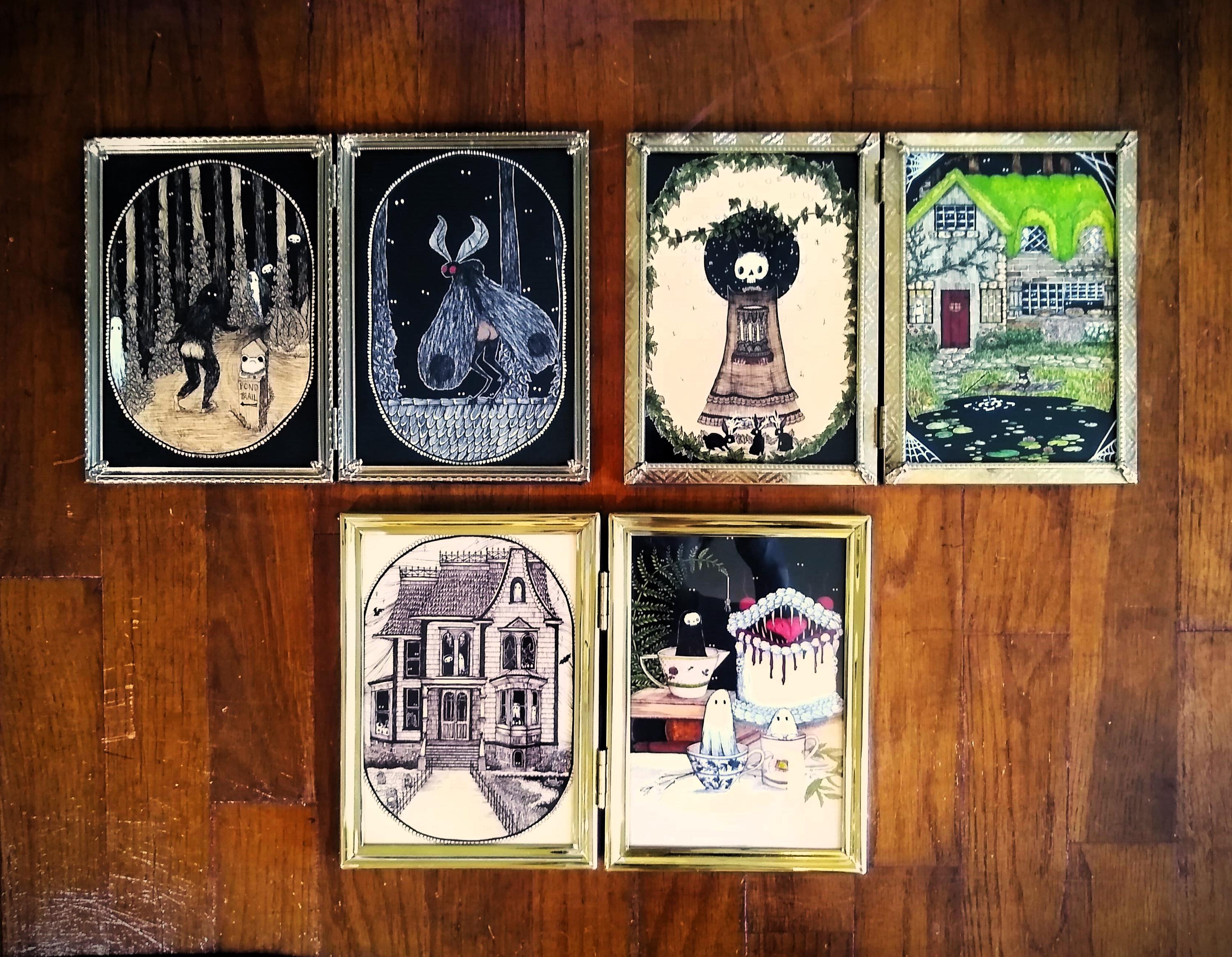 Fine Art Prints in VINTAGE Brass Frames | Whimsigoth | Practical Magic | Baba Yaga | Goblincore | Gothic | Reading Nook | Framed Artwork