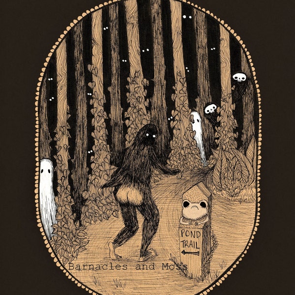 Sasquatch Booty Fine Art Print | Bigfoot Decor | Cryptid Artwork | Ghost Art | PNW Cryptid