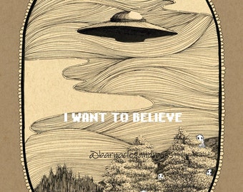 I Want To Believe Fine Art Print | X-Files Poster | UFO Decor | Ghosts Art Print