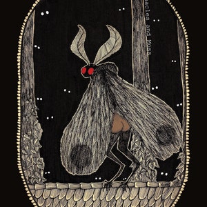 Mothman Booty Fine Art Print | Mothman Decor | Cryptid Artwork | Ghost Art | Virginia Cryptid