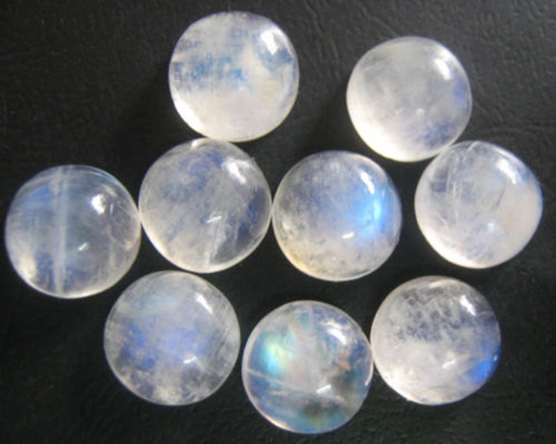 10-P Wholesale Lot Of Rainbow Moonstone 9X9 MM Round Shape Loose Gemstone Cabochon