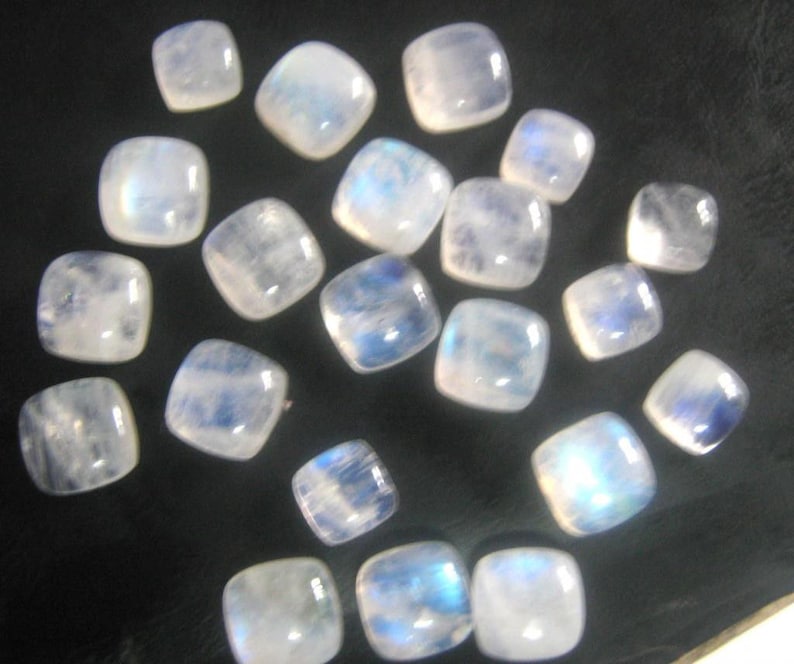 10-P Wholesale Lot Of Rainbow Moonstone 10X10 MM Cushion Shape Loose Gemstone Cabochon