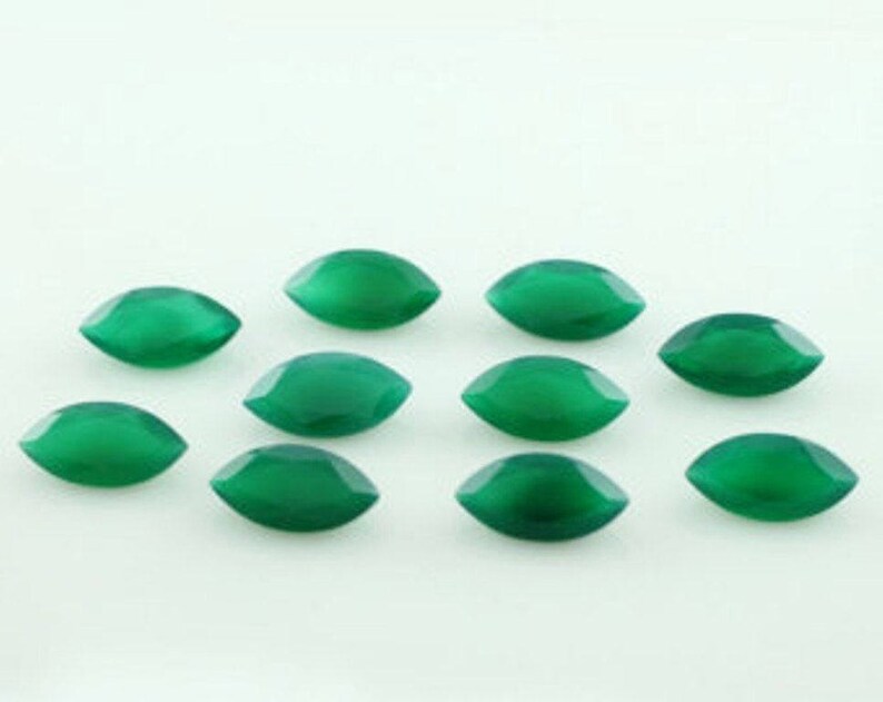 15-P Wholesale Lot Of Natural Green Onyx marquise cut Faceted Loose Gemstone for jewelry