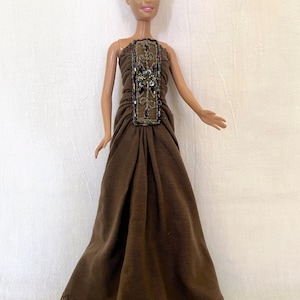 brown barbie dress Vintage Barbie Dress Mattel Mocha Brown Pencil Dress With Sweater Vest