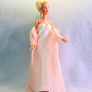 Beautiful Doll Lingerie, Peach Lace Doll Robe and a Tan Night Gown