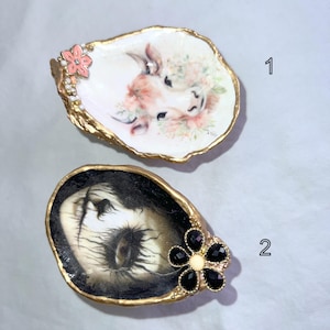 Beautiful Shell Ring Dish, Fancy Ring Dish with Diamonds/Pearls, Oyster Shell eique Gift, Household Decor