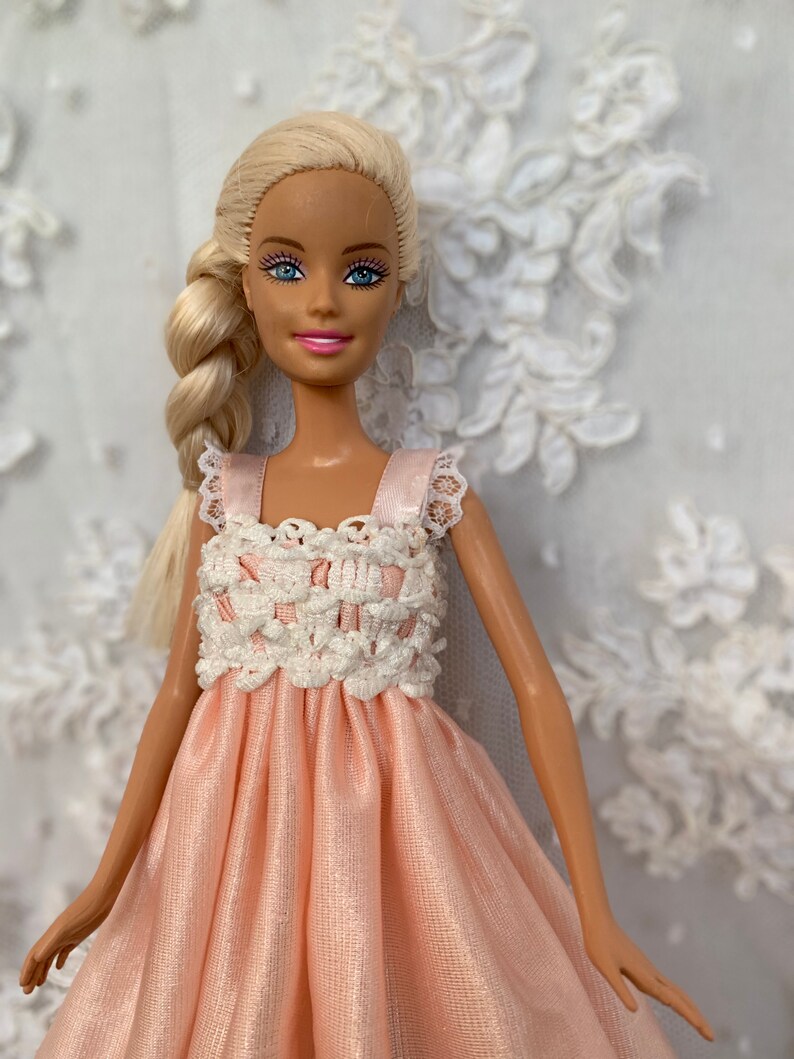 Handmade Barbie Doll Clothes Peach Silk and Lace Barbie Night | Etsy