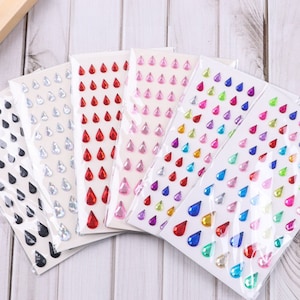 Bunte Strass Augen Aufkleber, Teardrop Auge Strass Aufkleber, Gesichts Edelsteine Aufkleber, Gesichtsjuwelen, Maskerade Party Gesichtsaufkleber