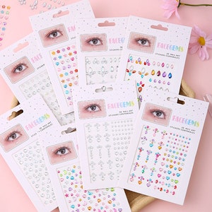 2PCS DIY Eyes Face Makeup Decoration Rhinestones Sticker, Waterdrop Face Rhinestone,Summer Eyes Makeup Party Sticker,Masquerade Face Sticker