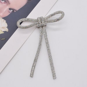 3D Rhinestone Bowknot Silver Rhinestone Chain, Rhinestone Chain, Clothes Hat Handbag Collar DIY Accessories, Bow Rhinestone Brooch, Gift