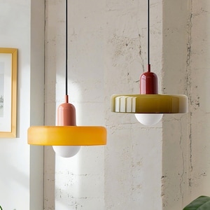 Colorful Stained Glass Chandelier | Handmade Green Glass Pendant Light | Pendant Light Fixture | Modern Dining Room Light | Home Art Decor