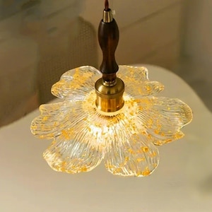 Lotus Glass Chandelier | Handmade Floral Glass Pendant | French Pendant Light Fixture | Flowers Dining Room Light | Modern Home Art Decor