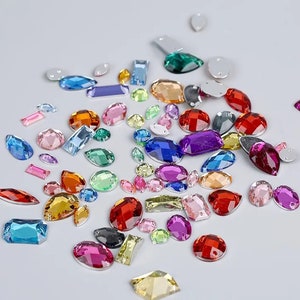 500/100 Pcs Mixed Colors Sew On Rhinestones, Mix Shape Crystal Rhinestones, DIY Acrylic Sew On Rhinestone, Flat Back Sewing Gems With Holes
