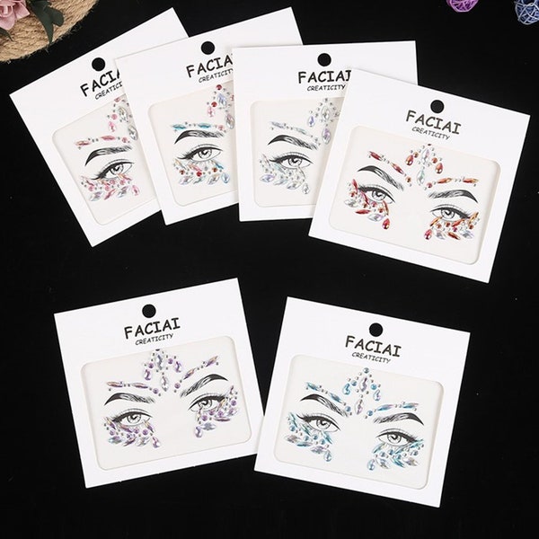 Crystal Rhinestone Stickers,Colorful Face Jewels Stickers, Face Sticker Party,DIY Eyes Face Makeup Decor,Self-adhesive Rhinestones For Women