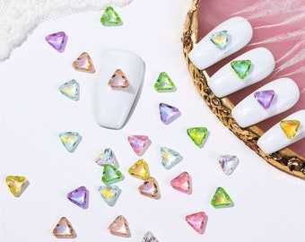 300 PCS 6mm Triangle Shape Crystal Rhinestone, Mix Nail Art Rhinestones, DIY Nail Rhinestones, Nail Accessories, Clothing Accessories