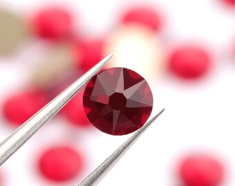 Ruby Red Glass High Quality Hot Fix// Iron On Crystal Diamante Rhinestones