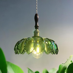Pothos Flowers Glass Chandelier | Handmade Floral Glass Pendant | Pendant Light Fixture | Vintage Flower Dining Room Light | Home Art Decor