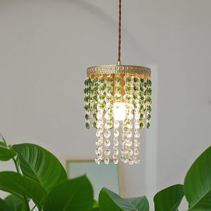French Vintage Tassel Crystal Chandelier | Handmade Glass Crystal Pendant | Pendant Light Fixture | Dining Room Pendant Lamp |Home Art Decor
